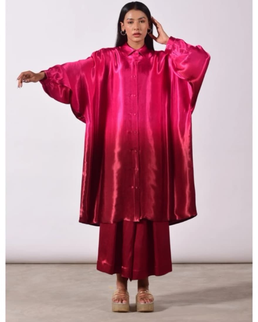 Satin Hand Dyed Shirtdress - Image 6