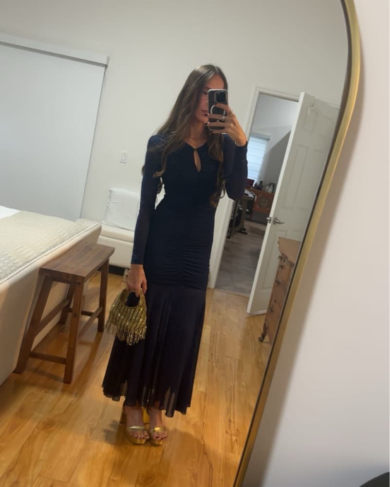 Yasmine Ruched Long Sleeve Maxi Dress - Image 1