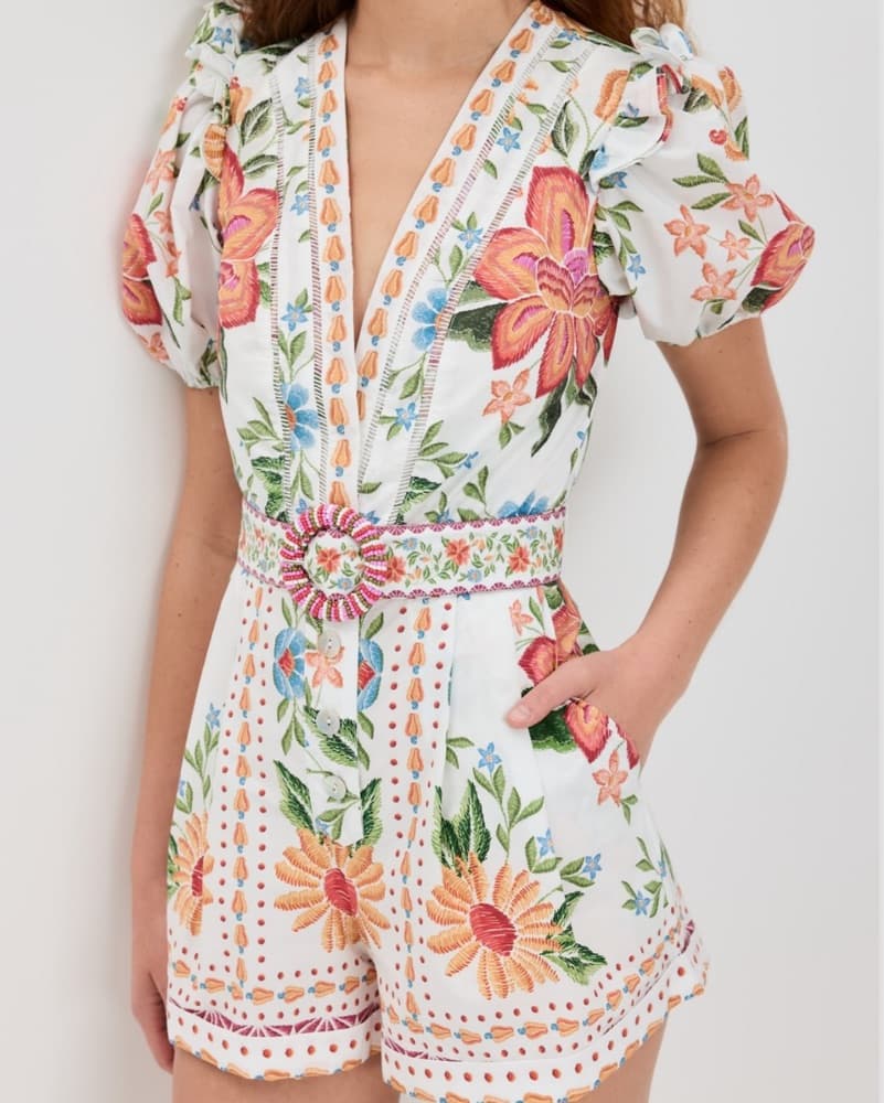 FARM Rio Bloom Garden Off White Romper - Image 2