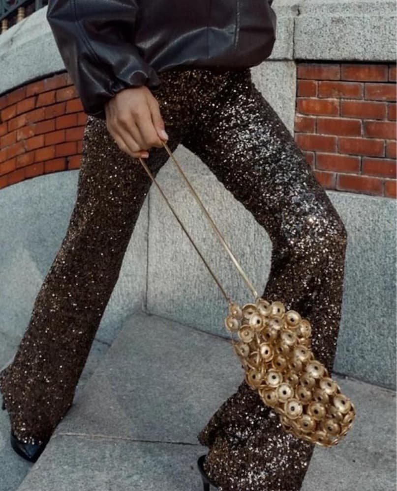 Zara Gold Metal Appliqué Purse - Image 5