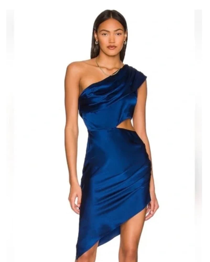 Striking One-Shoulder Draped Mini Dress - Image 1
