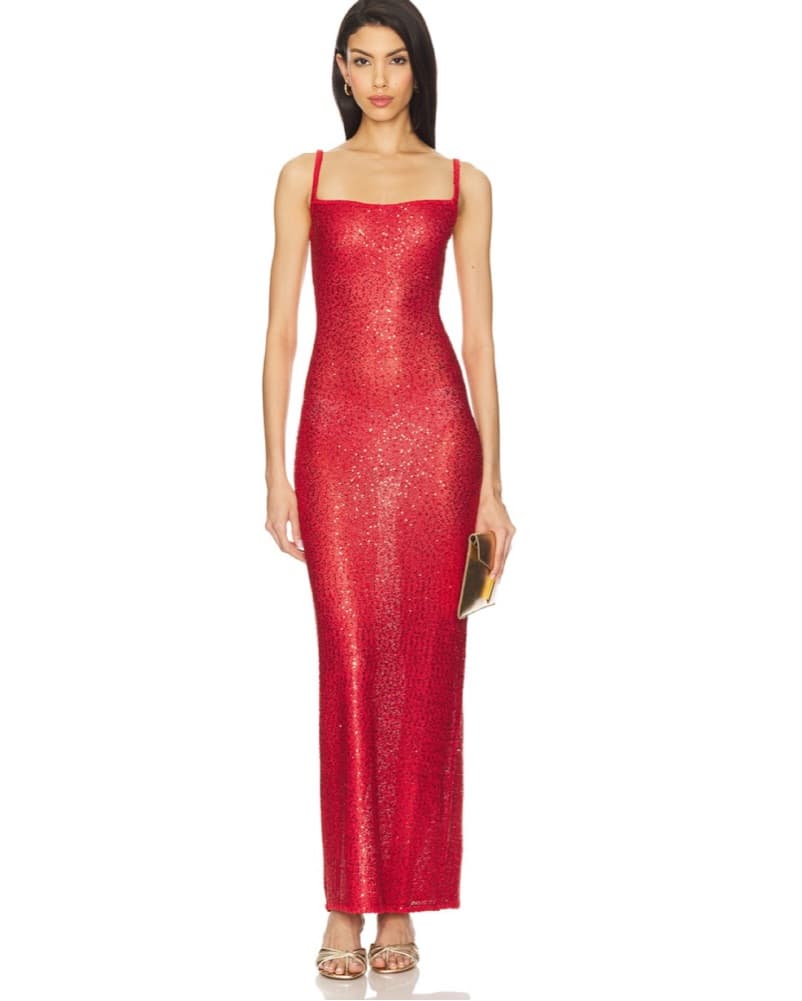 Bria Sequin Maxi Dress In Red  - Image 1