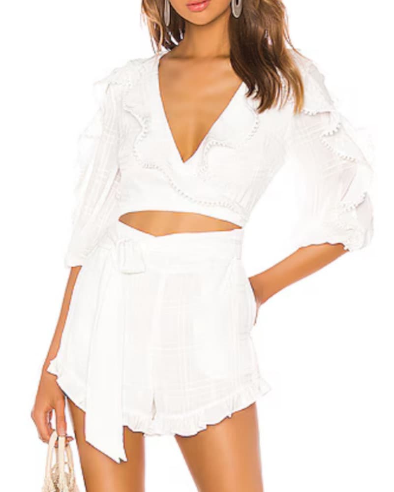 Ruffle White Romper - Image 1