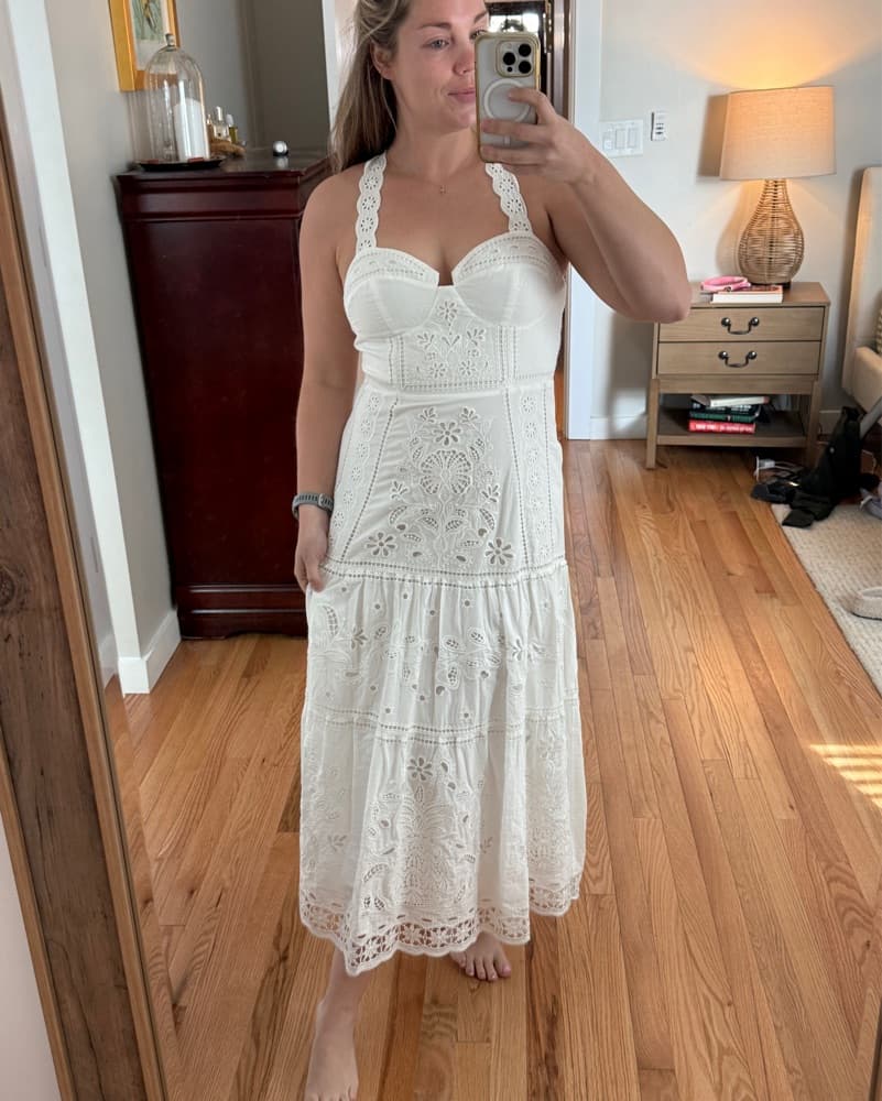 Farm Rio White Richelieu Midi Dress - Image 4