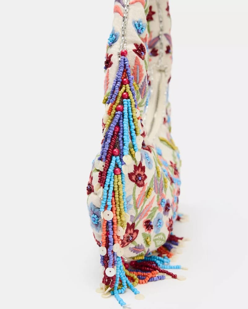 Oval Bag With Floral Embroidery  - Image 1