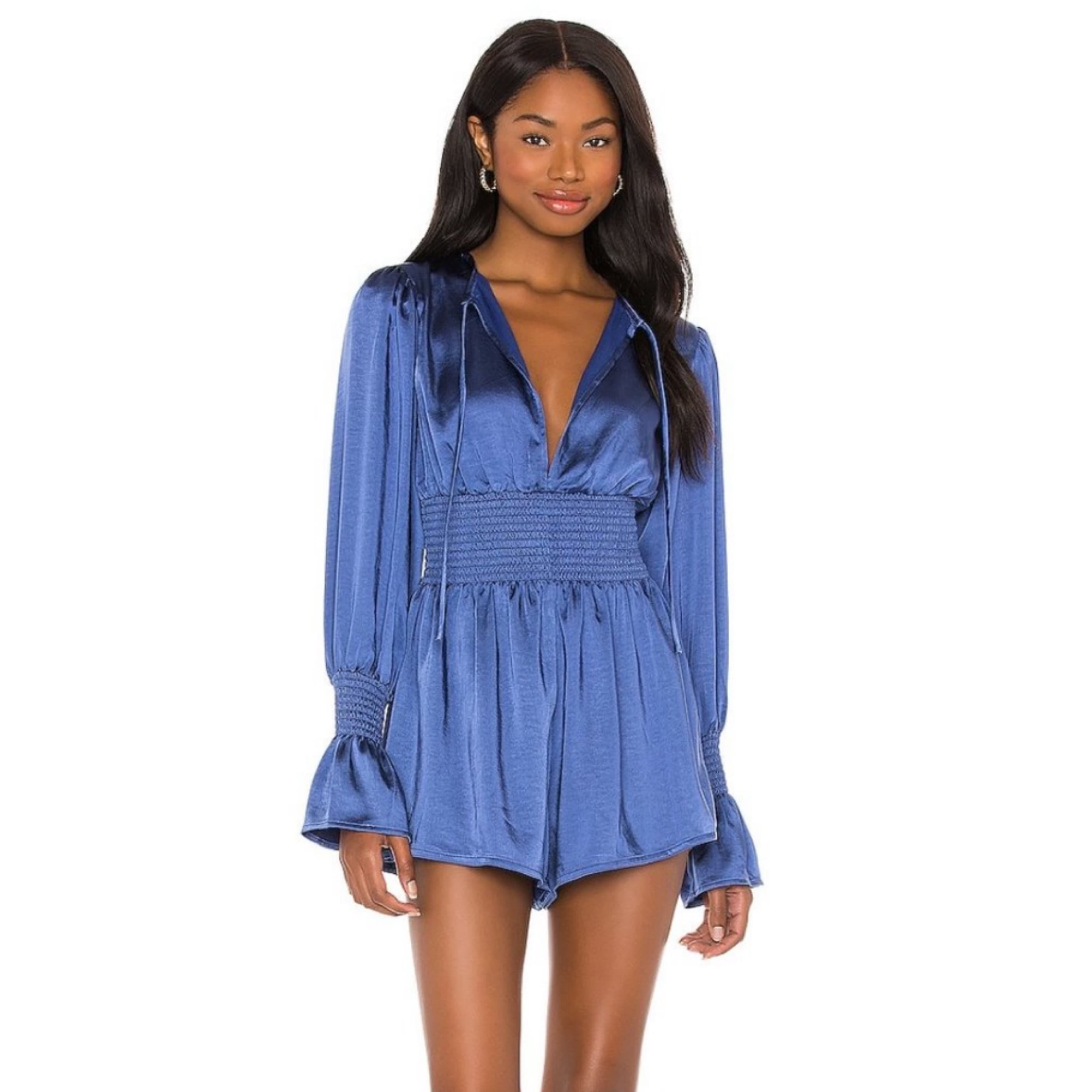  Royal Blue Silk Rompee - Image 1