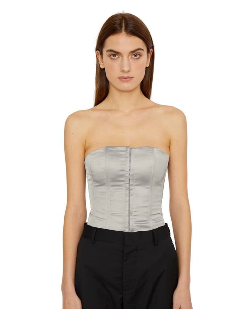 danielle guizio grey silver satin corset - Image 1