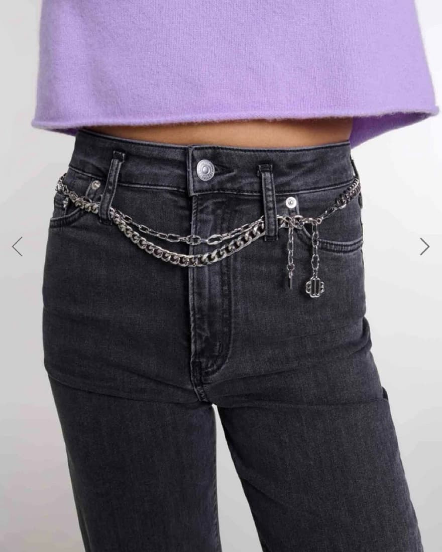 Maje Grey Jeans With Silver Belt - Image 5