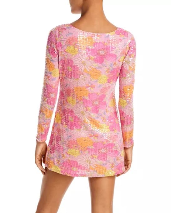 LoveShackFancy Floral Sequin Dress - Image 3