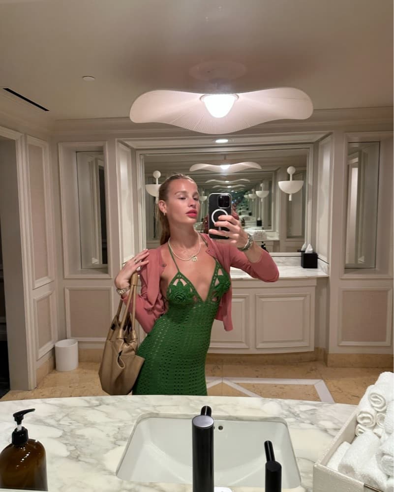 Cult Gaia Green Crochet Dress  - Image 1