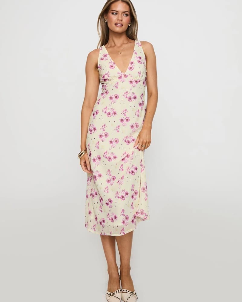 Nellie Midi Dress Yellow Floral - Image 1