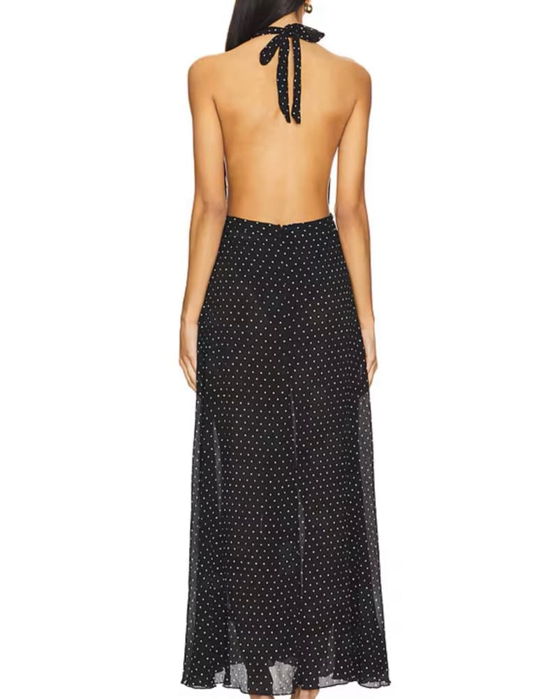 Black Polka Dot Maxi Dress - Image 3