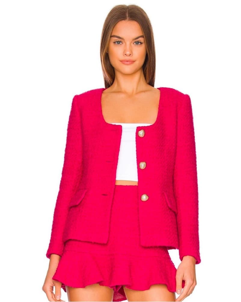 Amanda Uprichard Hot Pink Tweed Jacket - Image 1