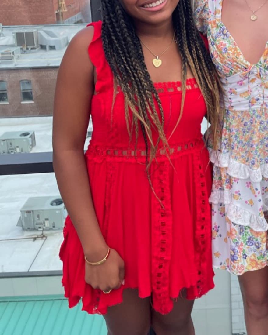 Free People Flowy Red Mini Dress - Image 3