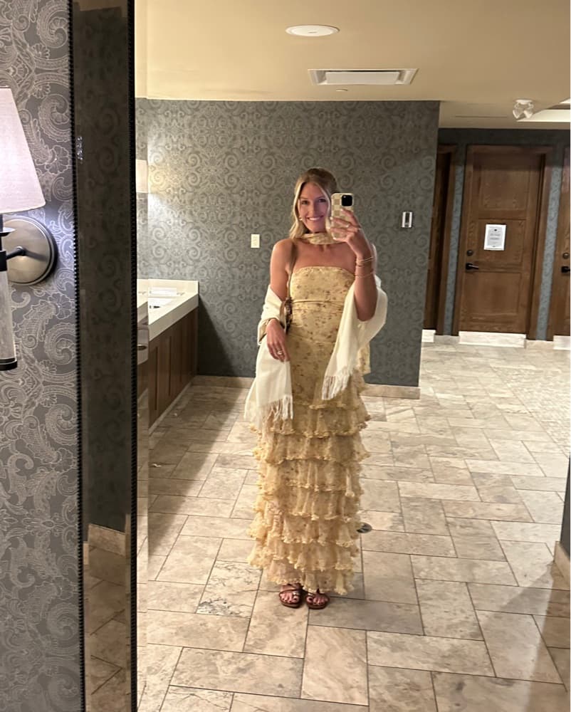 Pastel Yellow Chiffon Ditsy Floral Print - Image 3
