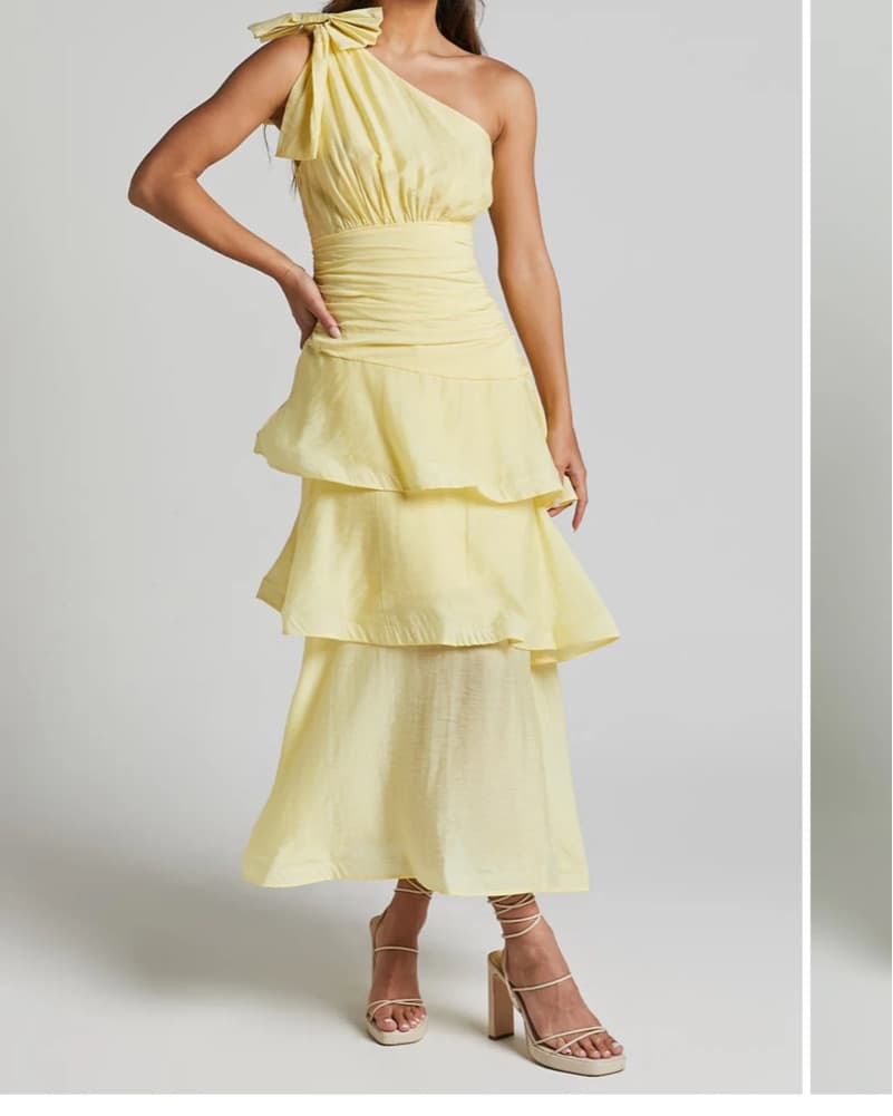 ShowPo Yellow One Shoulder Ruffle Dress - Image 3