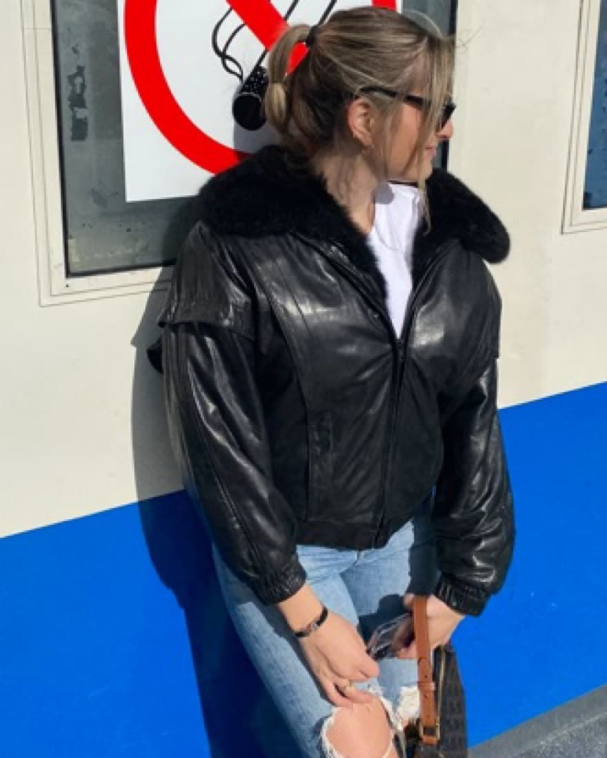 Vintage Fur Leather Bomber  - Image 2