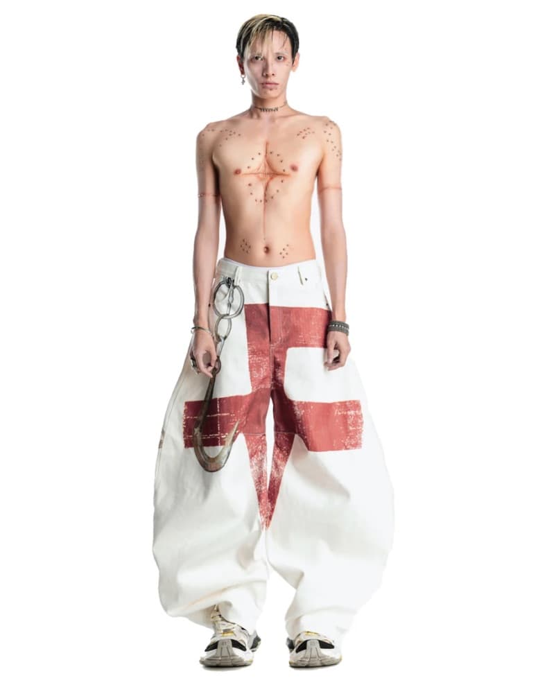 Striking Red and White Baggy Pant - Image 1