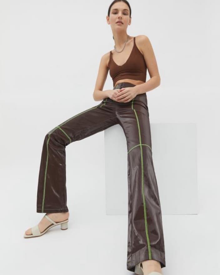 I. AM. GIA Leather Contrast Trim Pants - Image 1