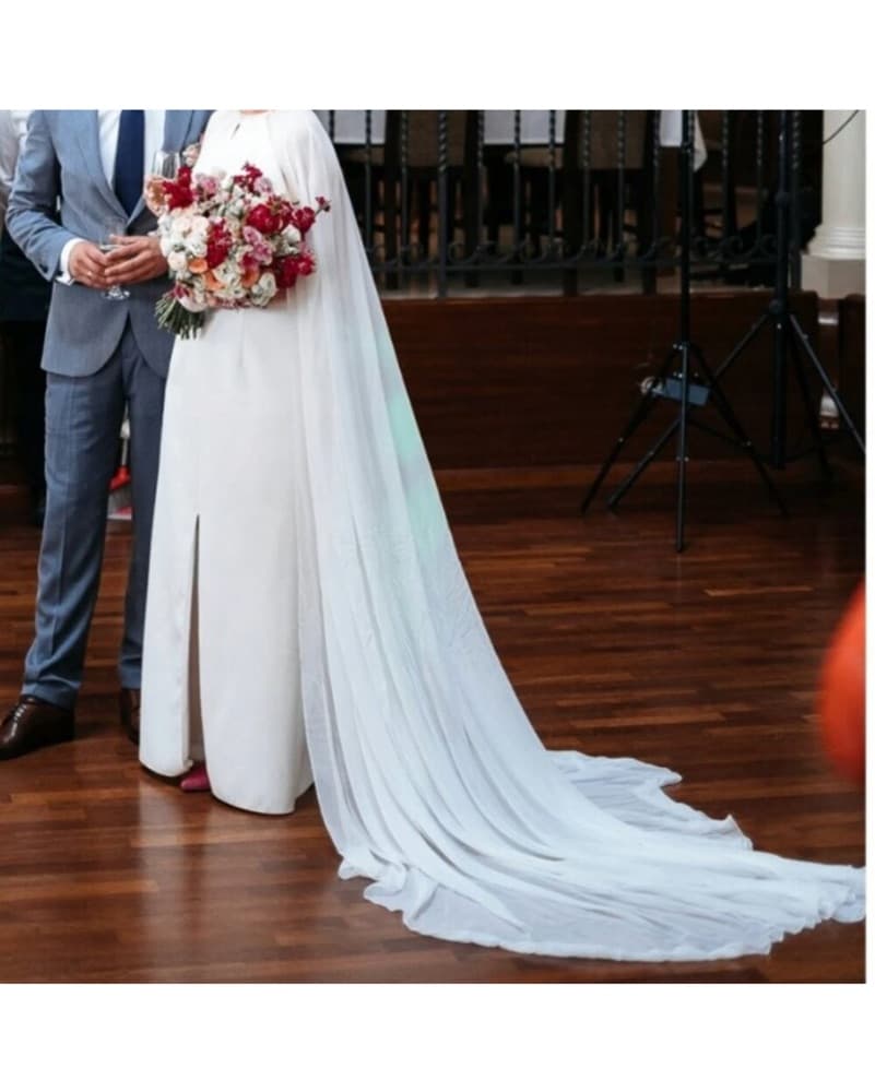 Custom Made Bridal Feather Silk Cape  - Image 3