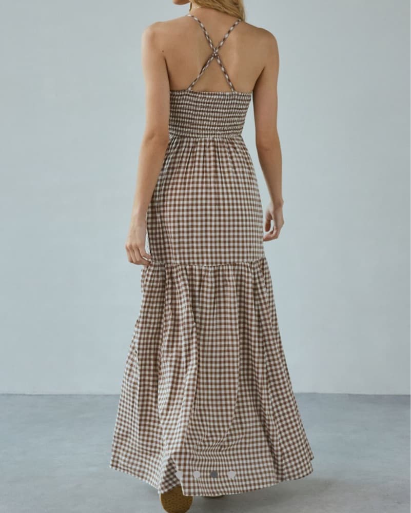 Gingham Halter Maxi Dress - Image 2