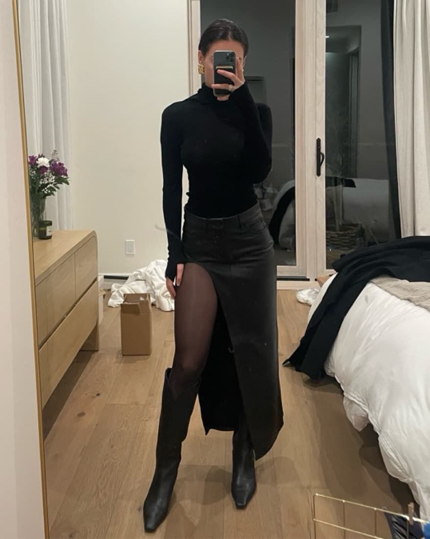 GRLFRND Leather Skirt - Image 2