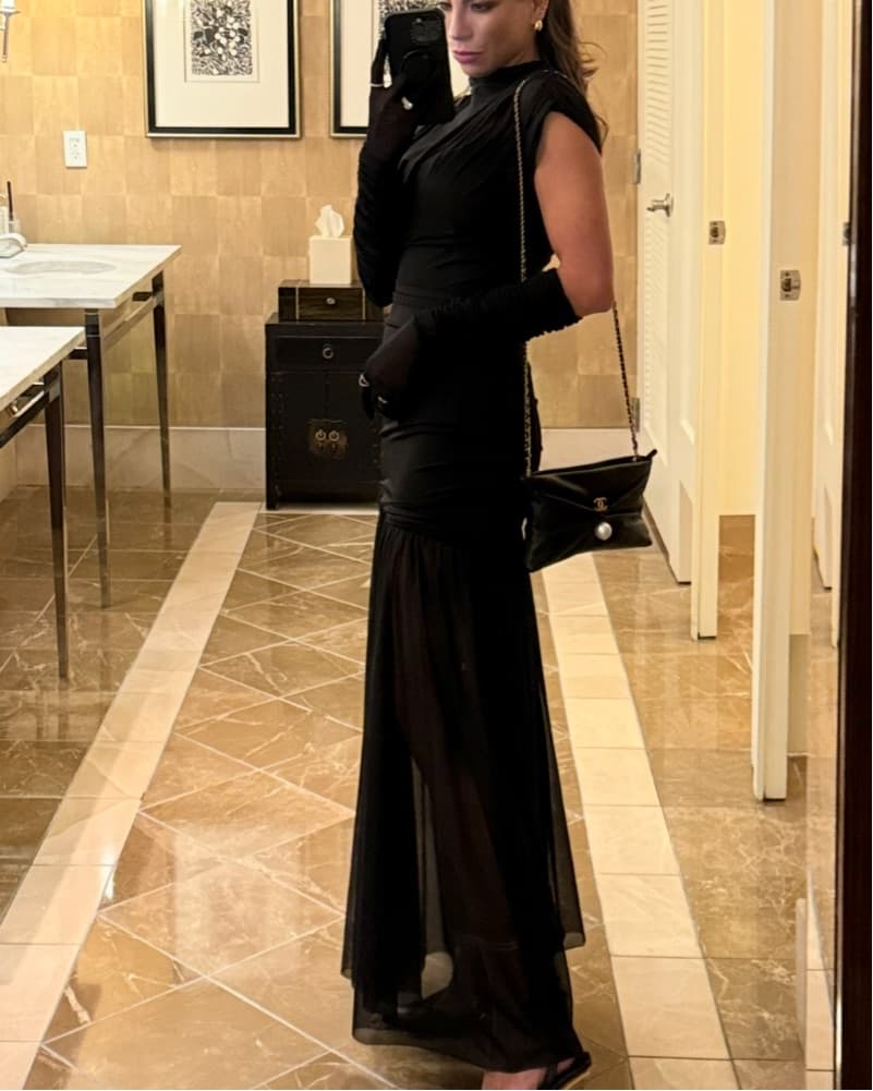 Sophisticated Black Gown with Sheer Details - Image 3