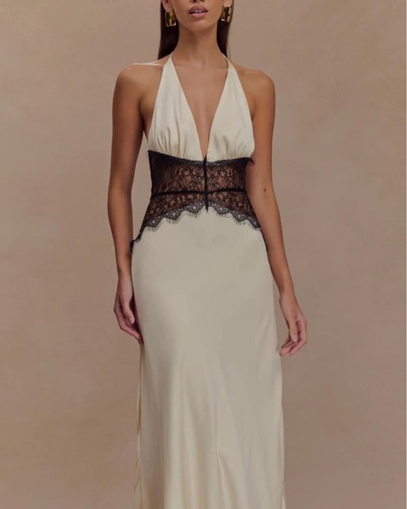 MESHKI Dinah Lace & Satin Maxi Dress - Image 1