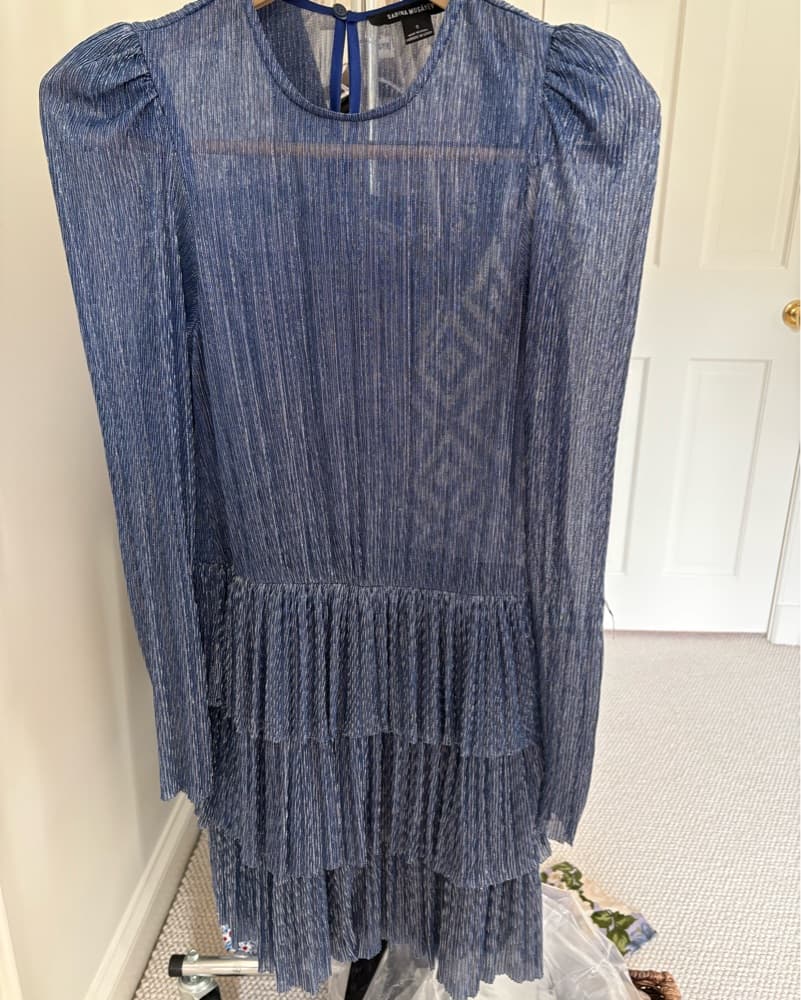 Sabina Musayev Sparkly Belted Long Sleeve Dress - Image 2