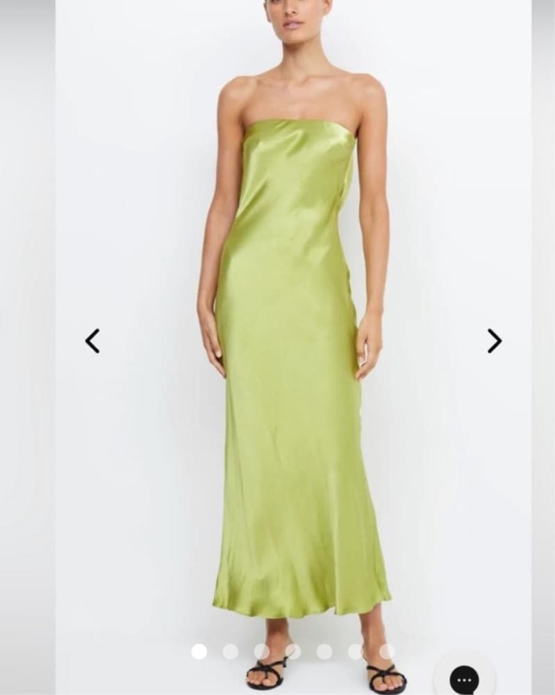 Elegant Satin Slip Dress in Vibrant Green - Image 2