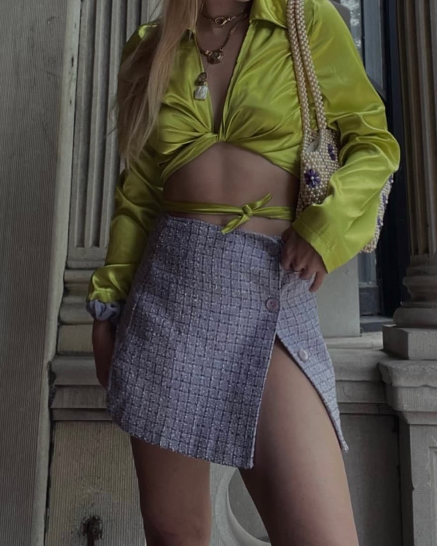 Vintage Brat Green Satin Wrap Top  - Image 1
