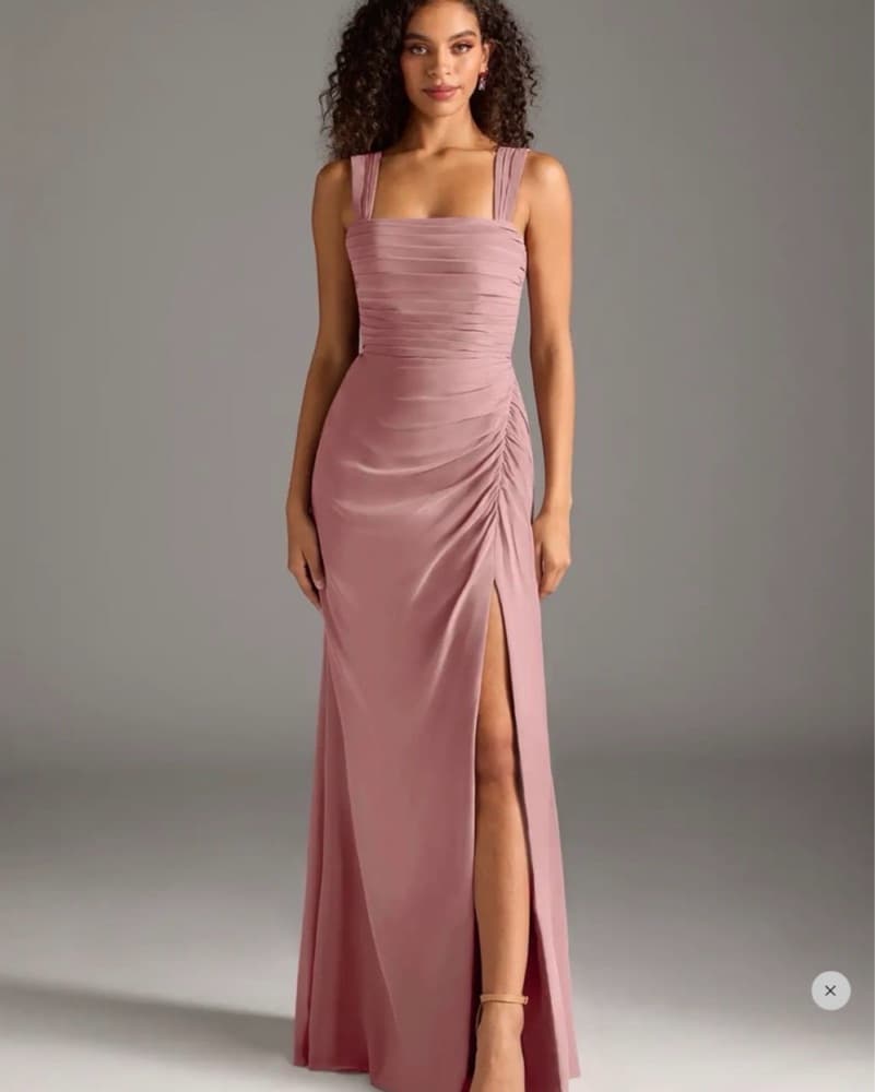 Azazie Jesaphine Dusty Rose Chiffon Dres - Image 4