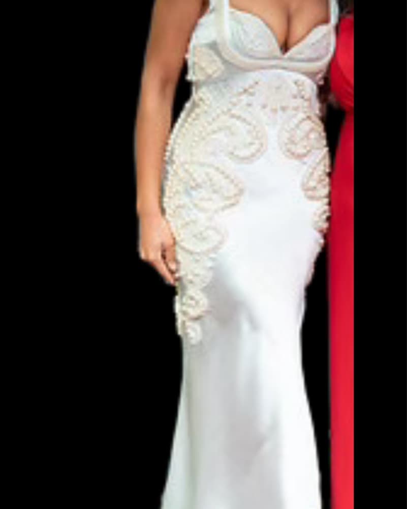 ASOS DESIGN pearl embellished satin maxi - Image 4