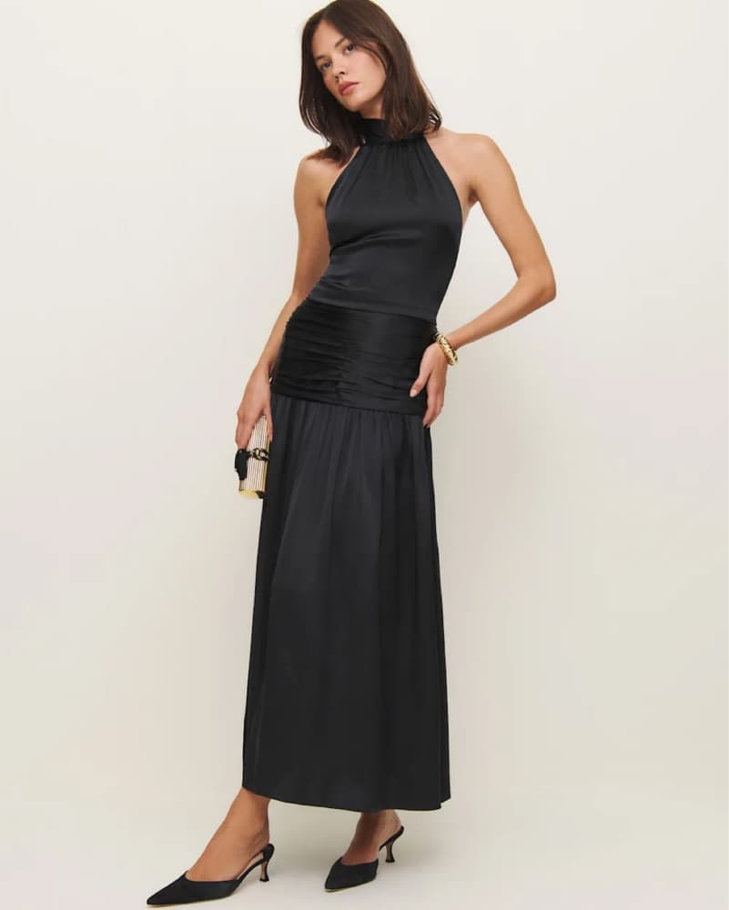 Black Reformation Zaria Silk Dress - Image 1