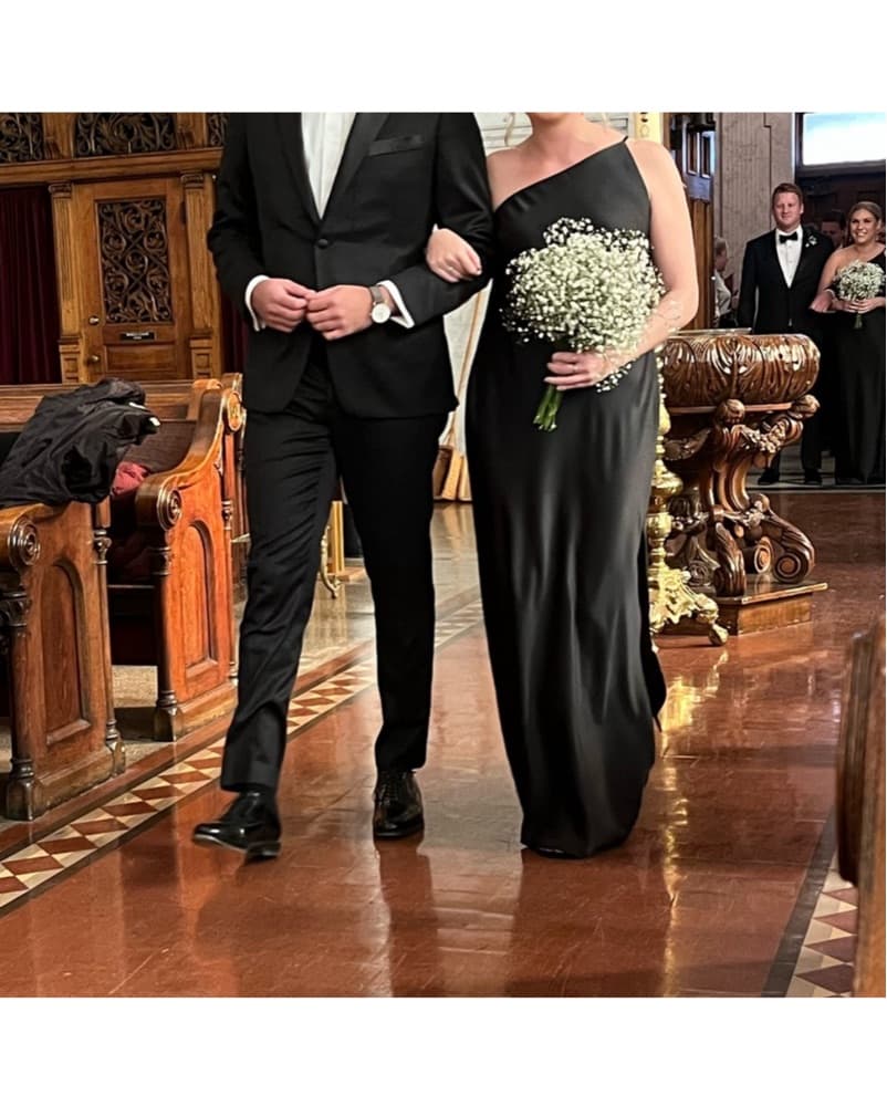 Black Silk One Shoulder Gown - Image 4