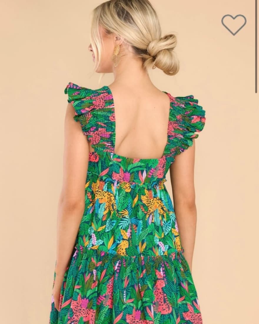 Green Jungle Print Summer Dress - Image 3
