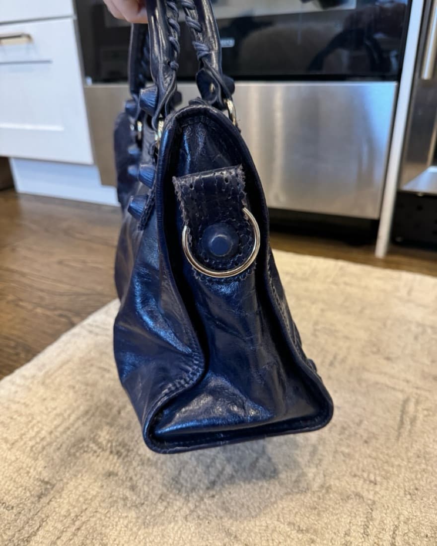 Navy Balenciaga City Handbag - Image 5