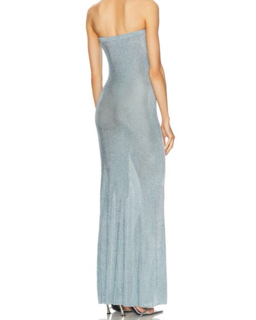 SER.O.YA Light Blue Metallic Maxi Dress - Image 3