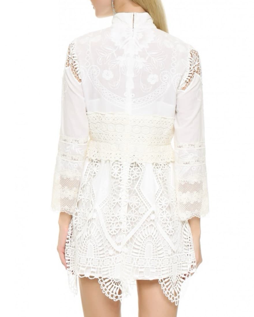 Anna Sui Vintage White Lace Mini Dress - Image 2