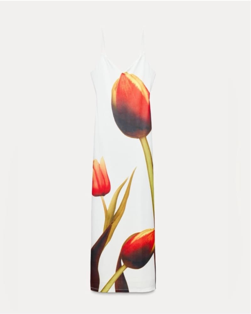Zara White Tulip Slip Maxi Dress - Image 5