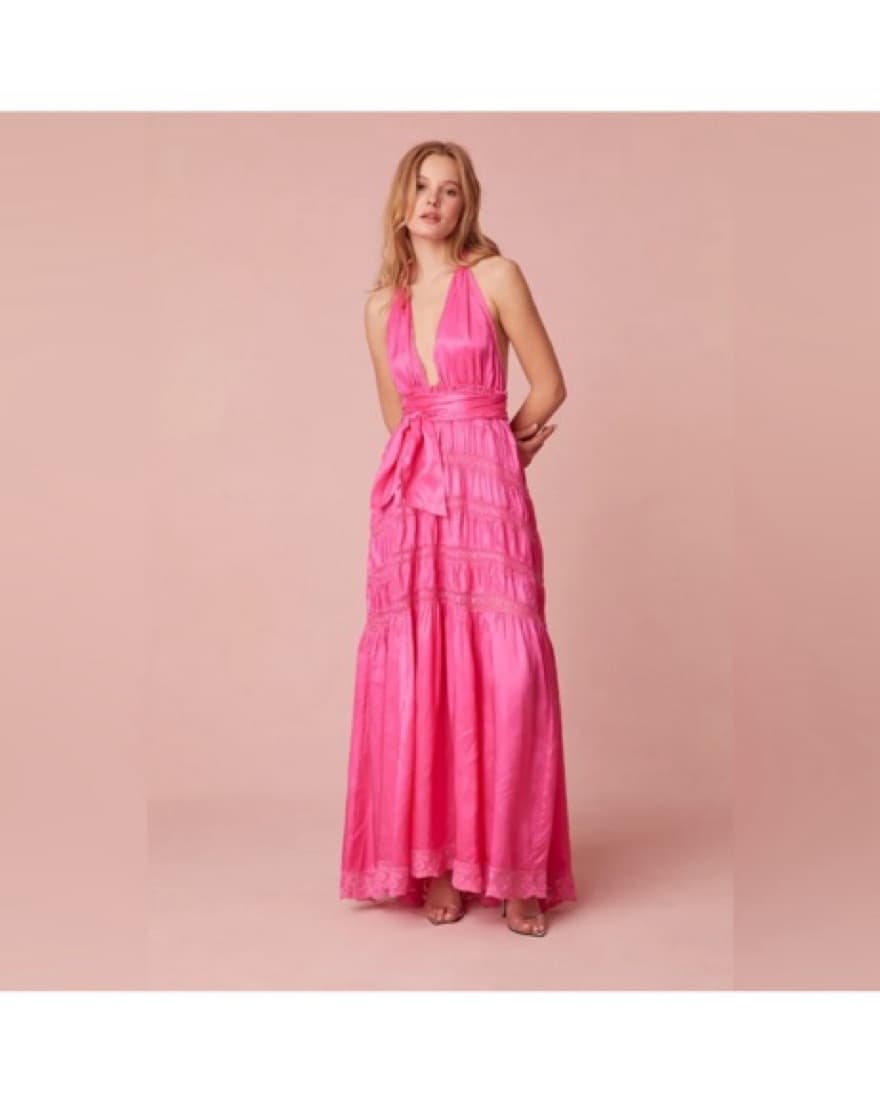 LoveShackFancy Vendima Silk Halter Dress - Image 1
