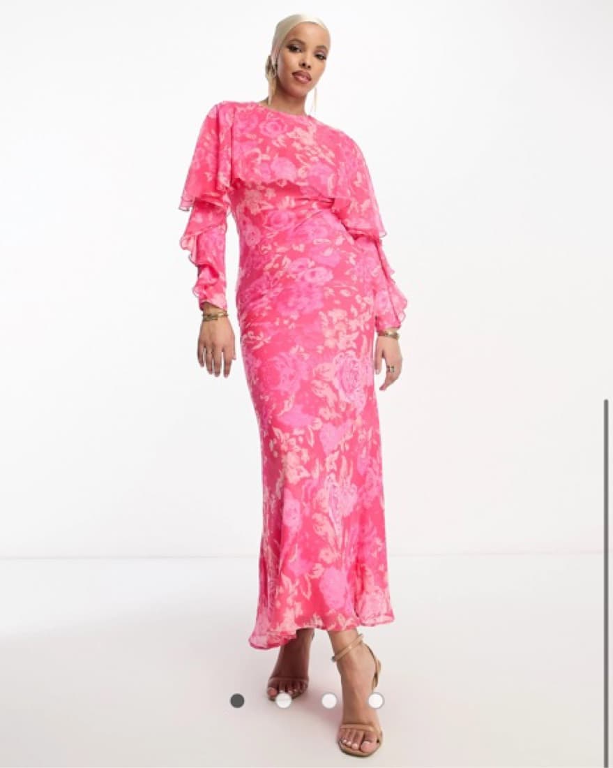 Asos Long Sleeve Pink Ruffle Maxi Dress  - Image 2