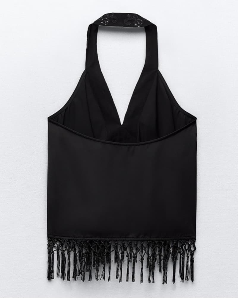ZARA Fringe Halter Top - Image 4