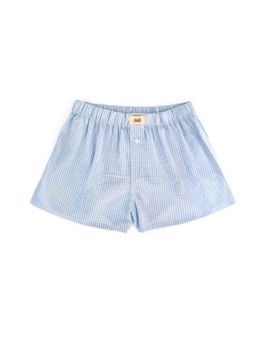 Oddli Light Blue Gingham Boxer Short - Image 1