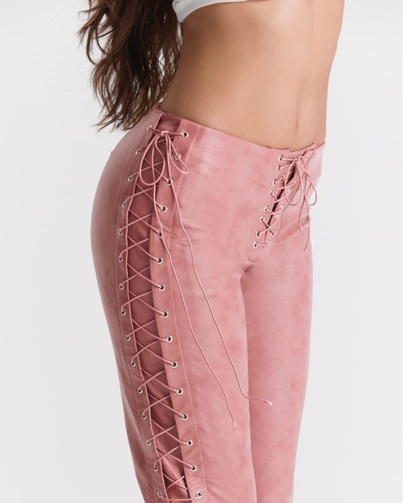 HOUSE OF CB Lace-Up Faux Leather Pants  - Image 3