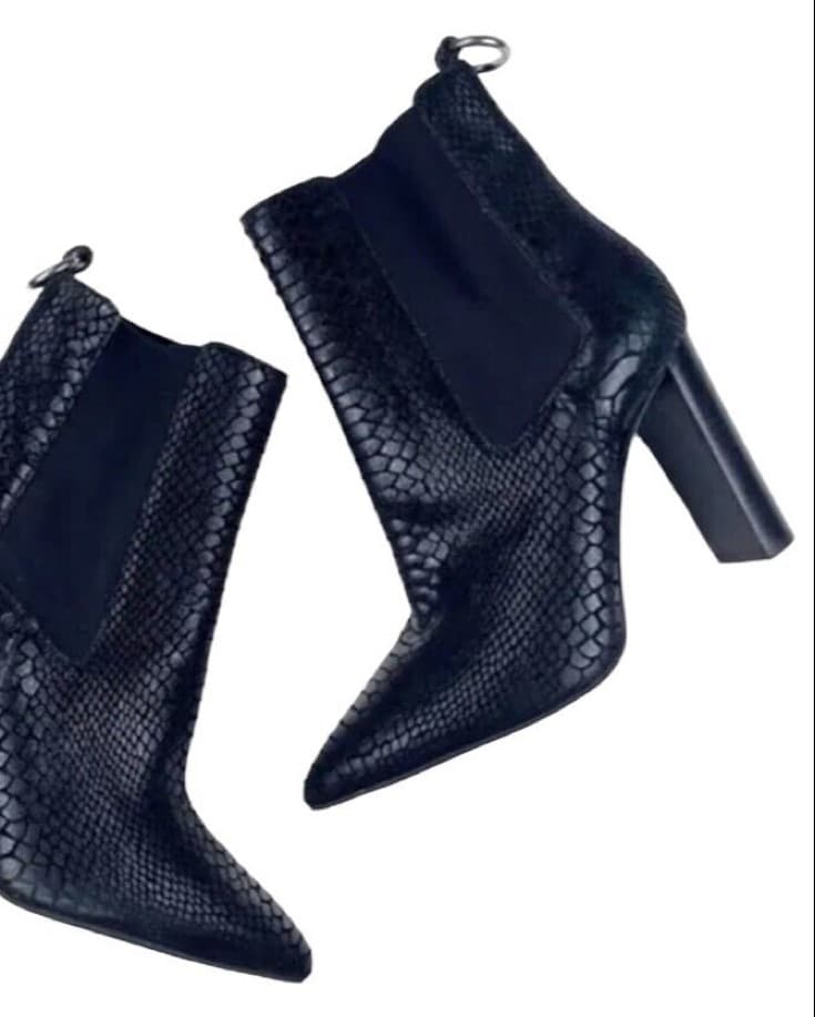 Paige Kingstone Black Snake Heel Boot - Image 1
