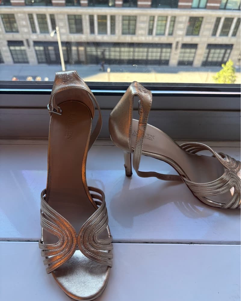 Ralph Lauren Gold Strappy Heels - Image 3