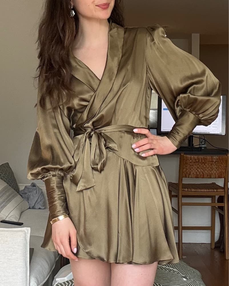 ZIMMERMANN Green Silk Wrap Dress - Image 1