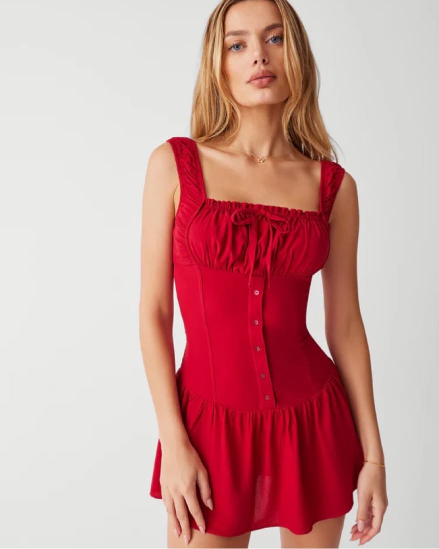 Red Corset Mini Dress - Image 1