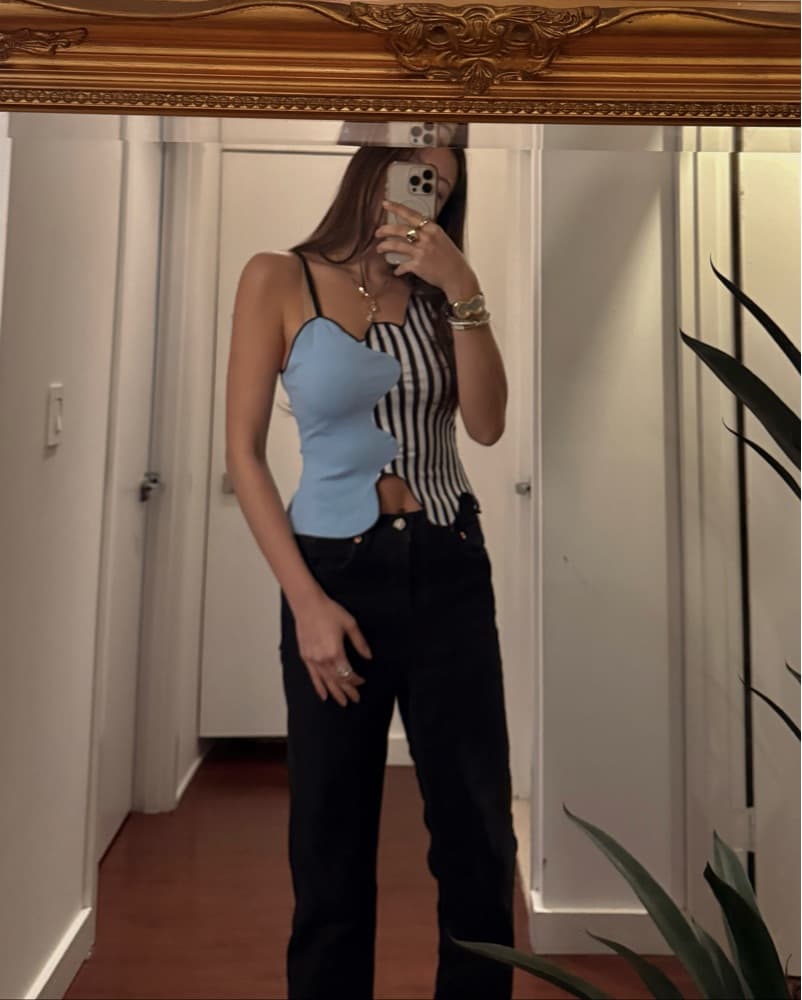 Sculptural Colorblock Asymmetric Top - Image 1